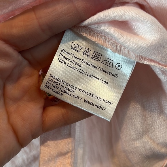 I love linen light pink linen button down Malvin Germany size S/US 6 cottagecore - Picture 10 of 17